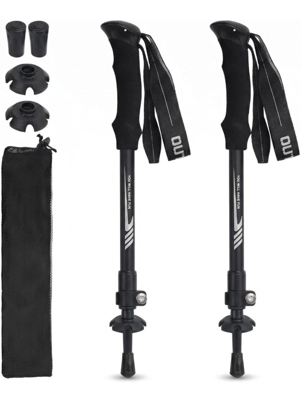 Lightweight Collapsible Hiking Poles, Aluminum Trekking Sticks, EVA Foam Grip